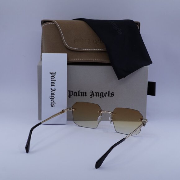 Palm Angels PERI10G QUARTZ 7622 Sunglasses Gold Geometric Frame, Orange Lenses - Picture 10 of 10